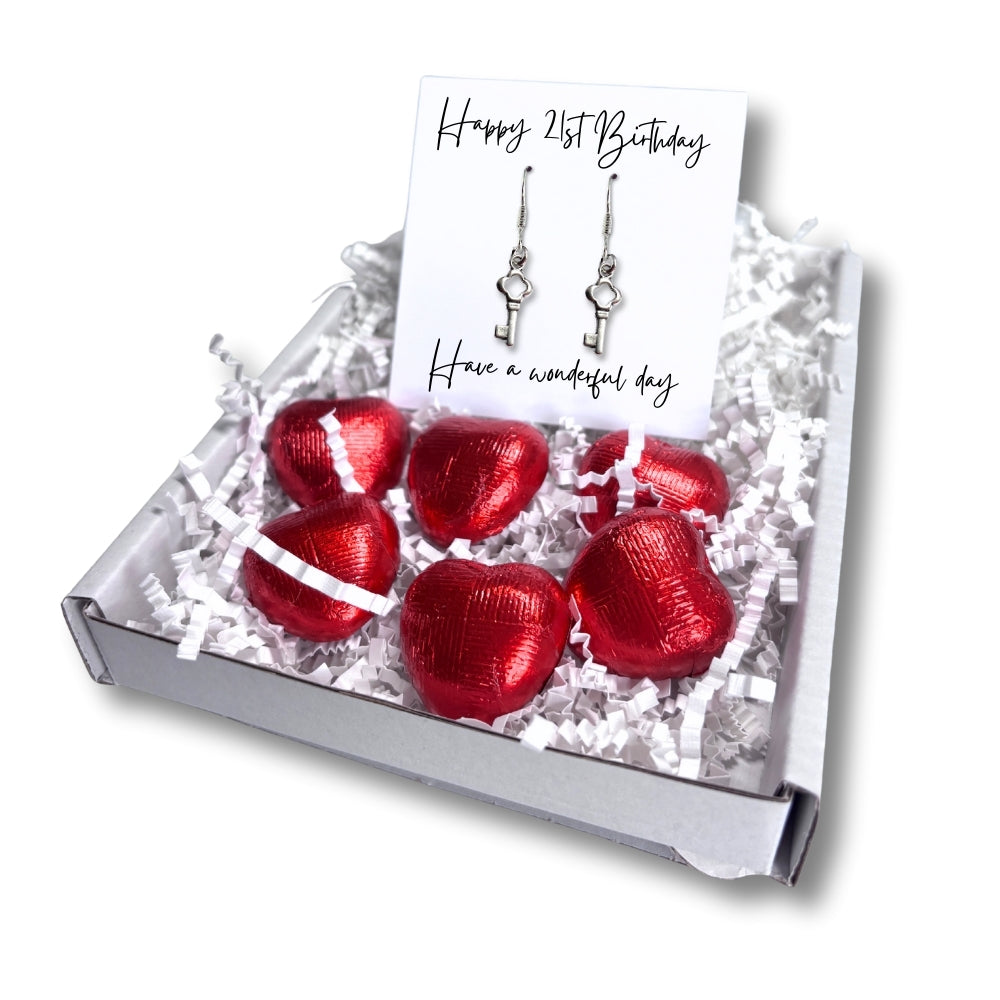 Mini coffret cadeau boucles d'oreilles 21e anniversaire