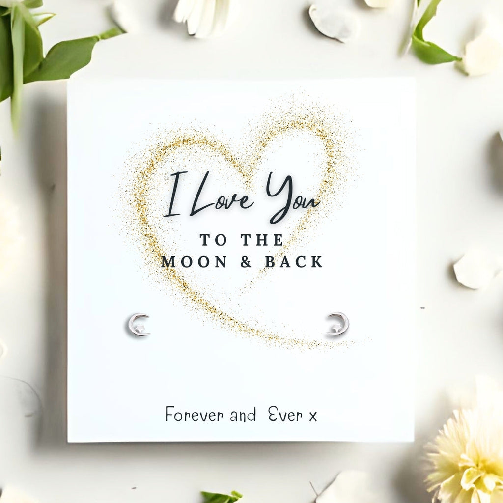 Love You to the Moon & Back Silver Earrings Mini Gift Hamper