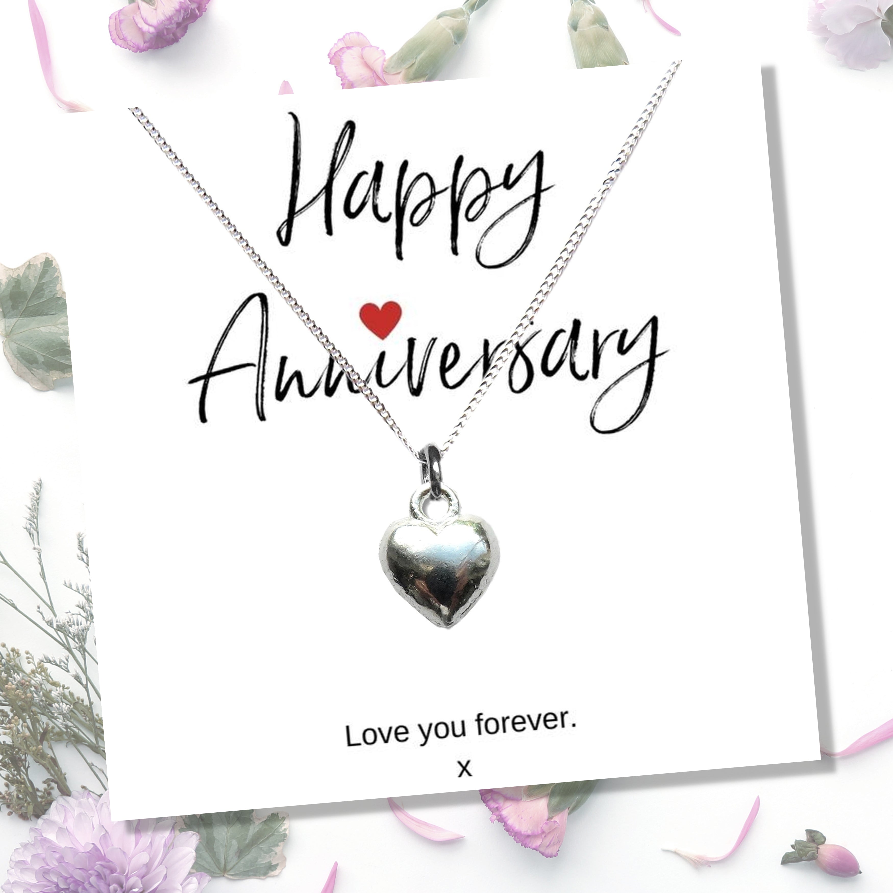 Heart Necklace & Anniversary Gift Card