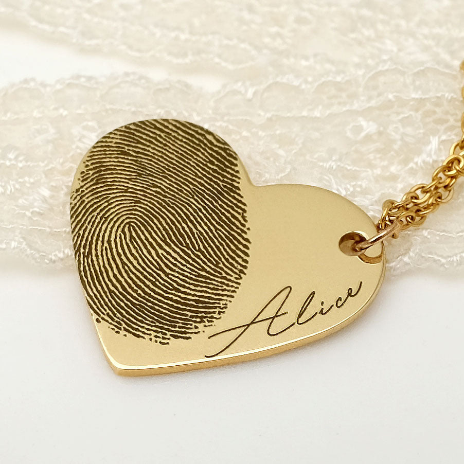 Collier Cœur Empreinte Digitale Personnalisé