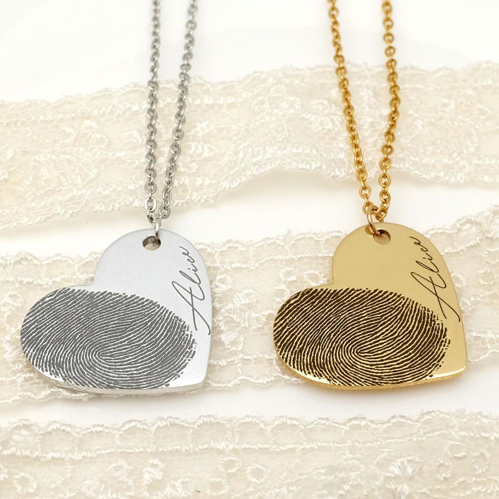 Collier Cœur Empreinte Digitale Personnalisé