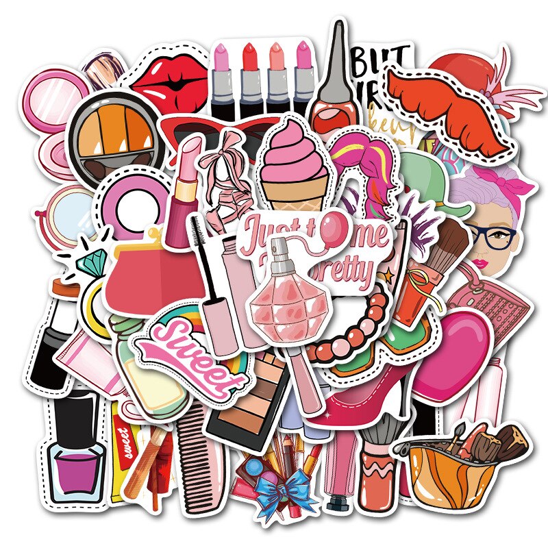 Autocollants de valise de cosmétiques Doodle