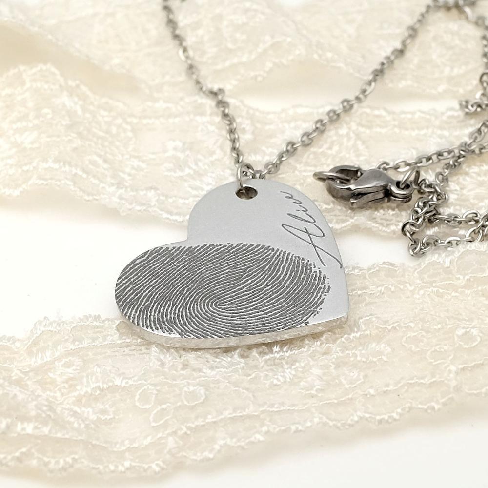 Collier Cœur Empreinte Digitale Personnalisé