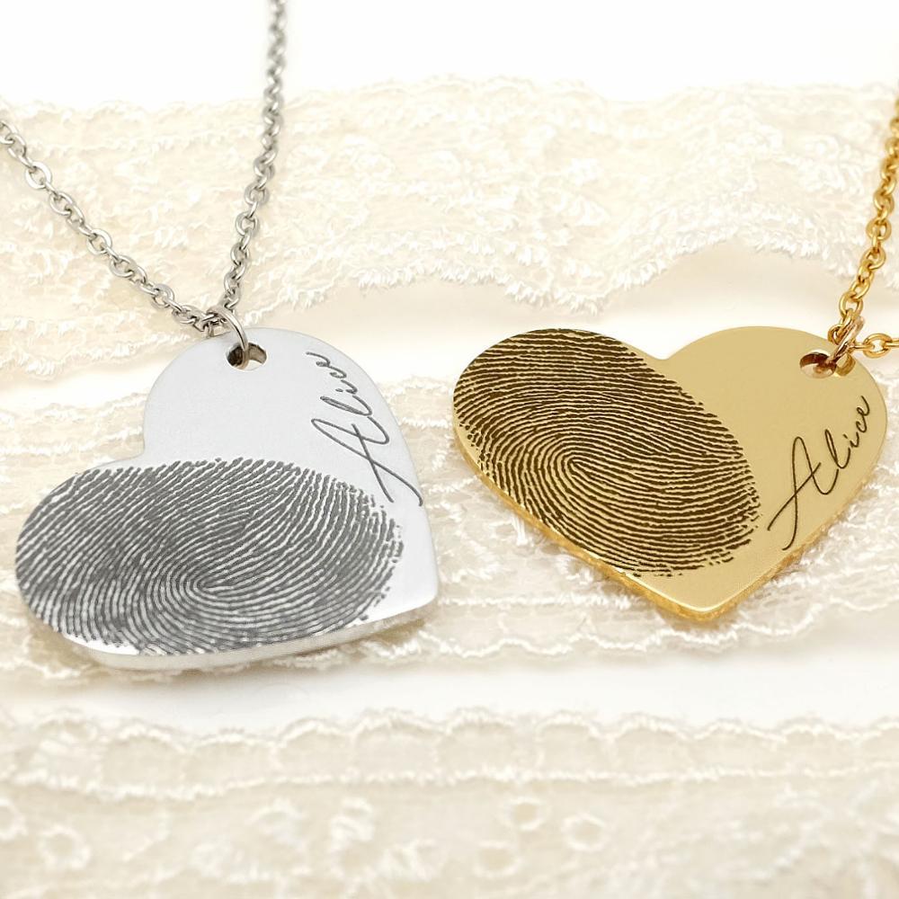 Collier Cœur Empreinte Digitale Personnalisé