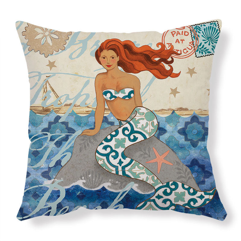 Ocean Life Linen Cushion Cover