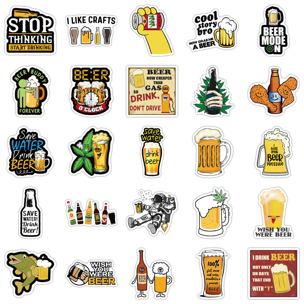 50 Funny Beer Graffiti Stickers To Decorate Luggage Trolley Cases