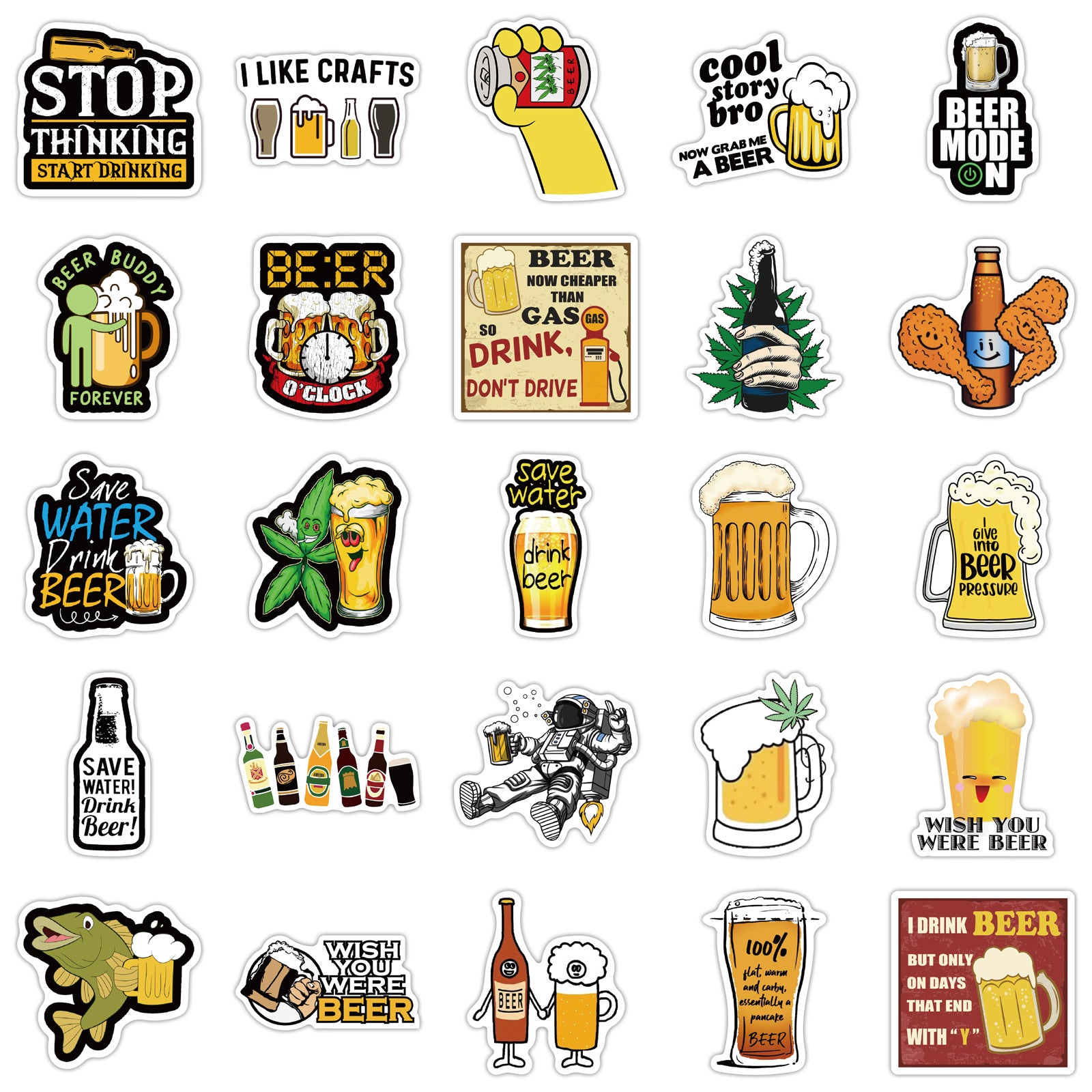 50 Funny Beer Graffiti Stickers To Decorate Luggage Trolley Cases