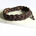 Bracelet en cuir plissé marron pour homme
