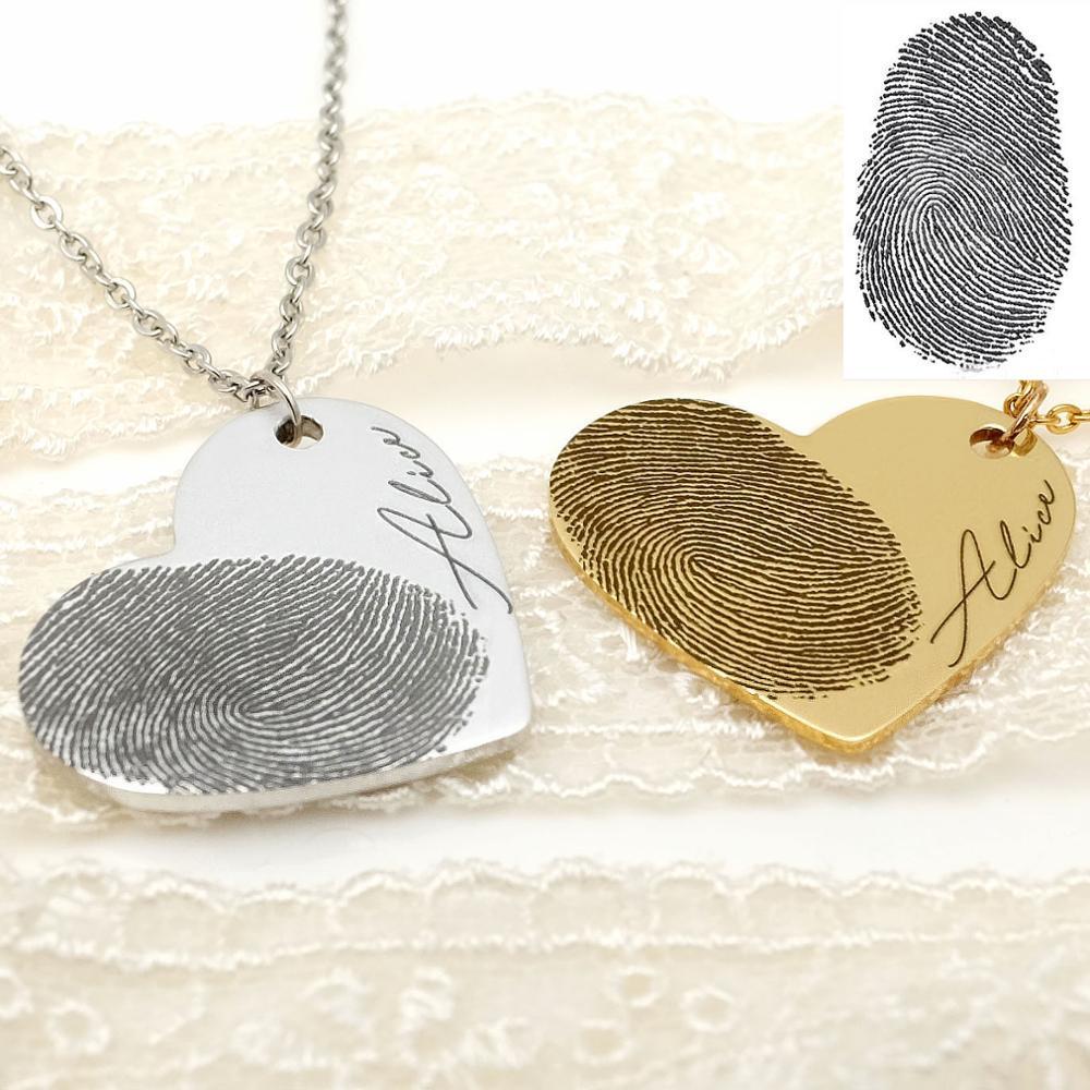 Collier Cœur Empreinte Digitale Personnalisé