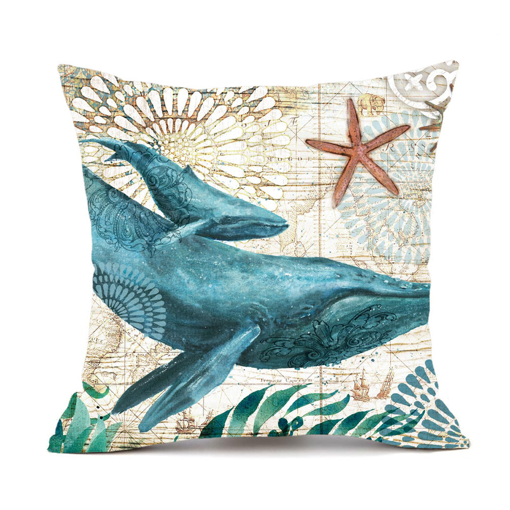 Ocean Life Linen Cushion Cover