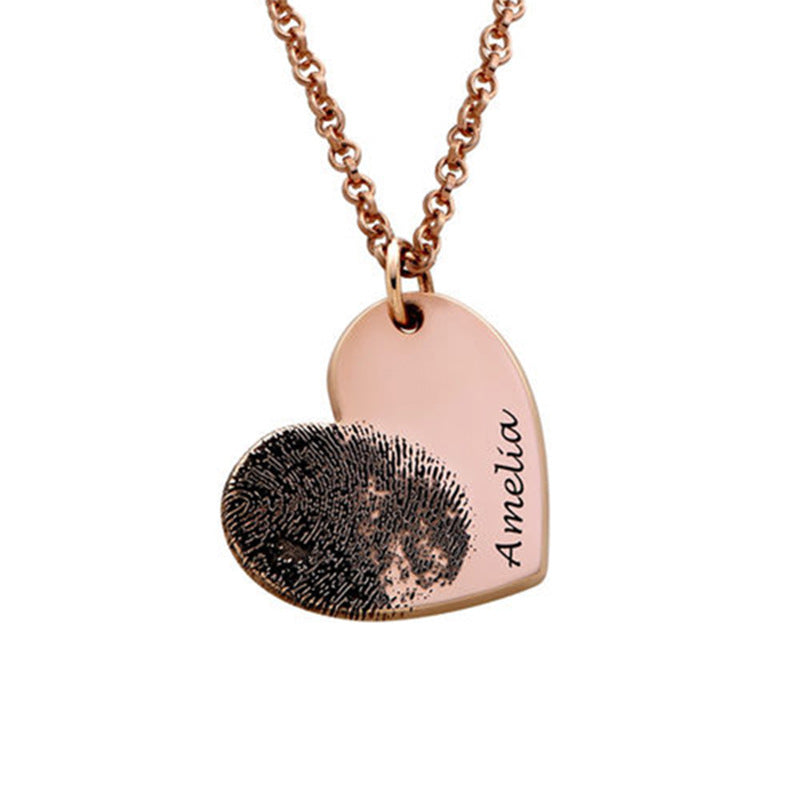 Collier Cœur Empreinte Digitale Personnalisé
