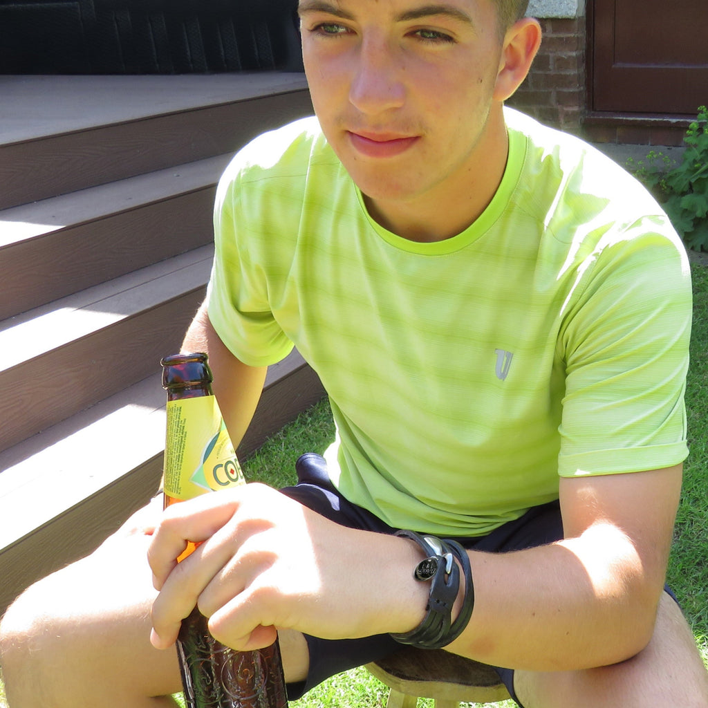 Personalised Men's Brown Leather Wrap Bracelet