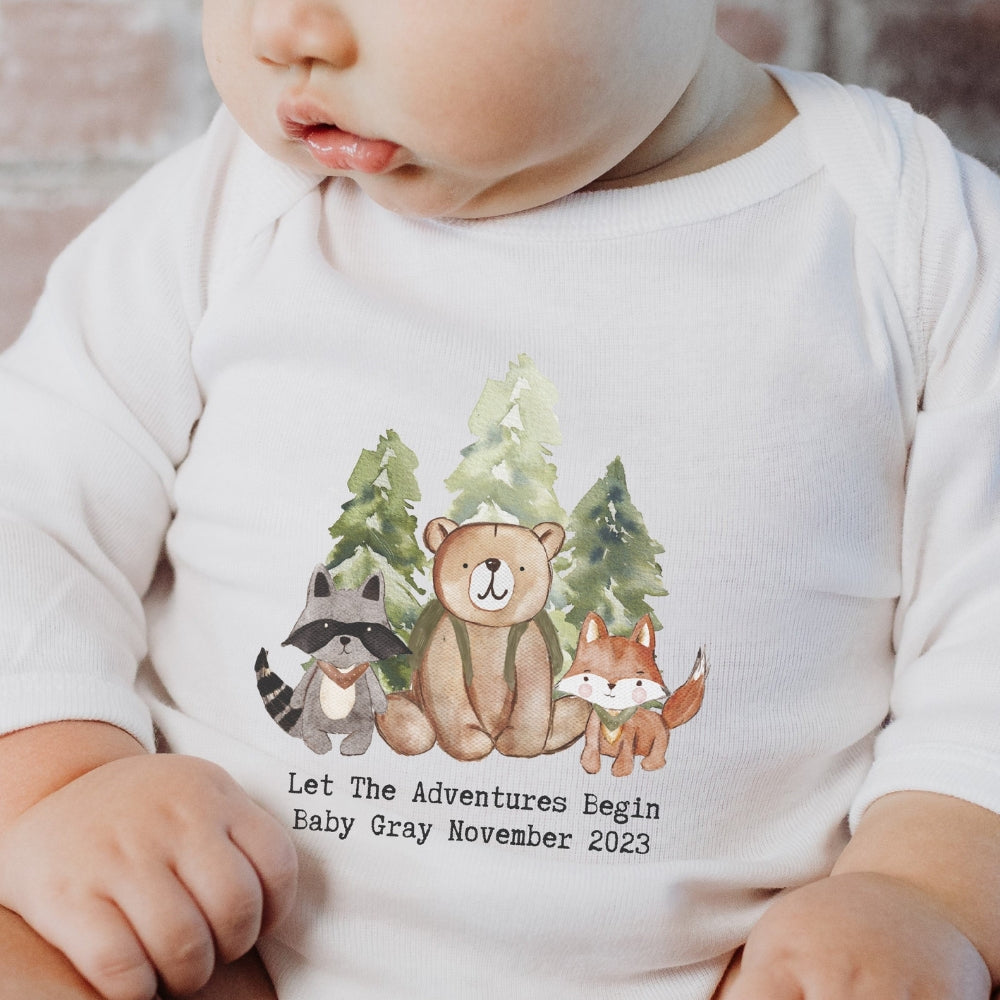Personalised Woodland Baby Vest, Outfit: Bib, Vest, Baby Grow