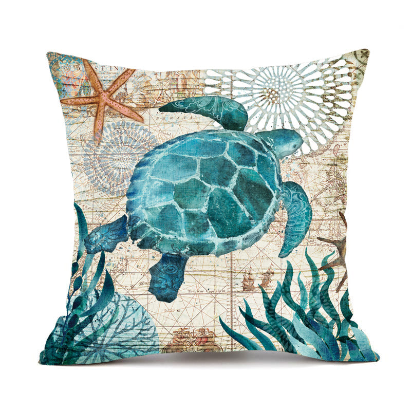 Ocean Life Linen Cushion Cover