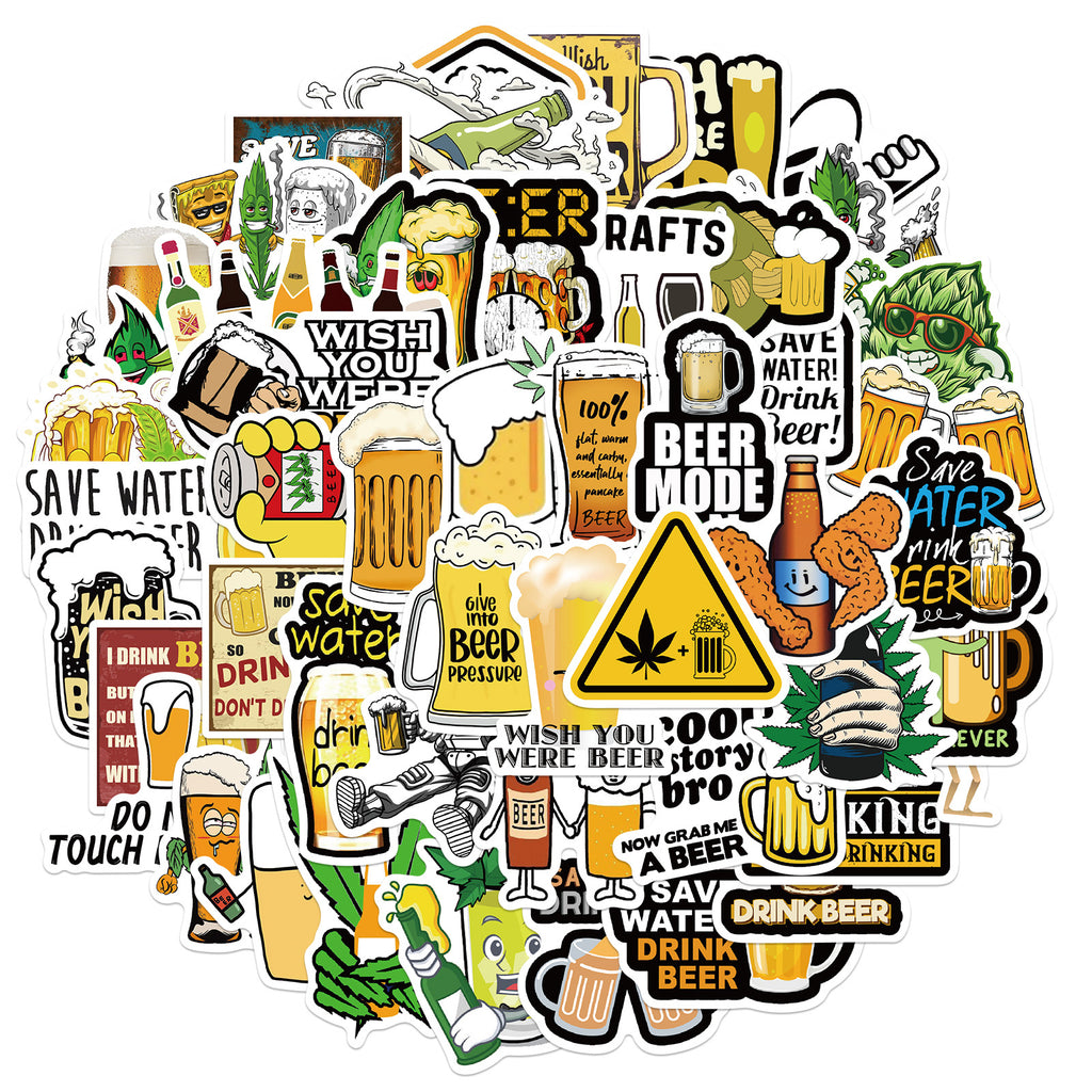 50 Funny Beer Graffiti Stickers To Decorate Luggage Trolley Cases