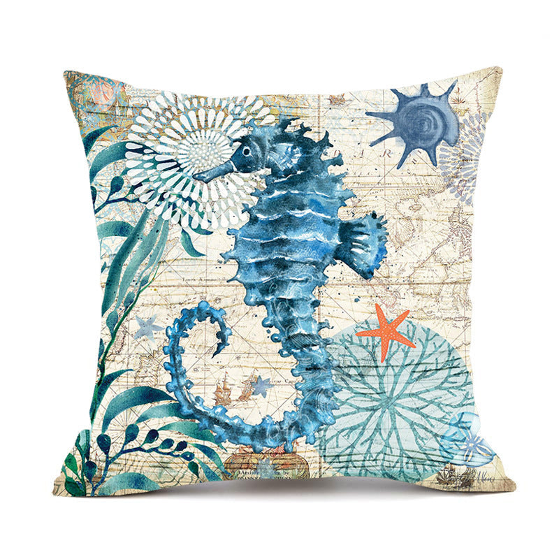 Ocean Life Linen Cushion Cover