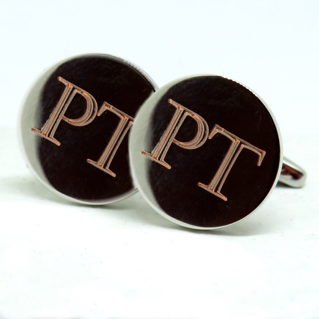 Boutons de manchette ronds personnalisés Castellar - Initiales