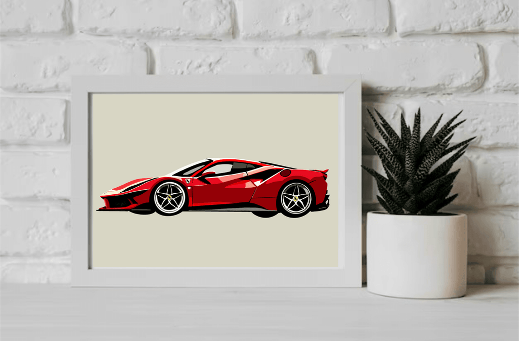 Ferrari SF90 Stradale – Minimalist Red Car Print