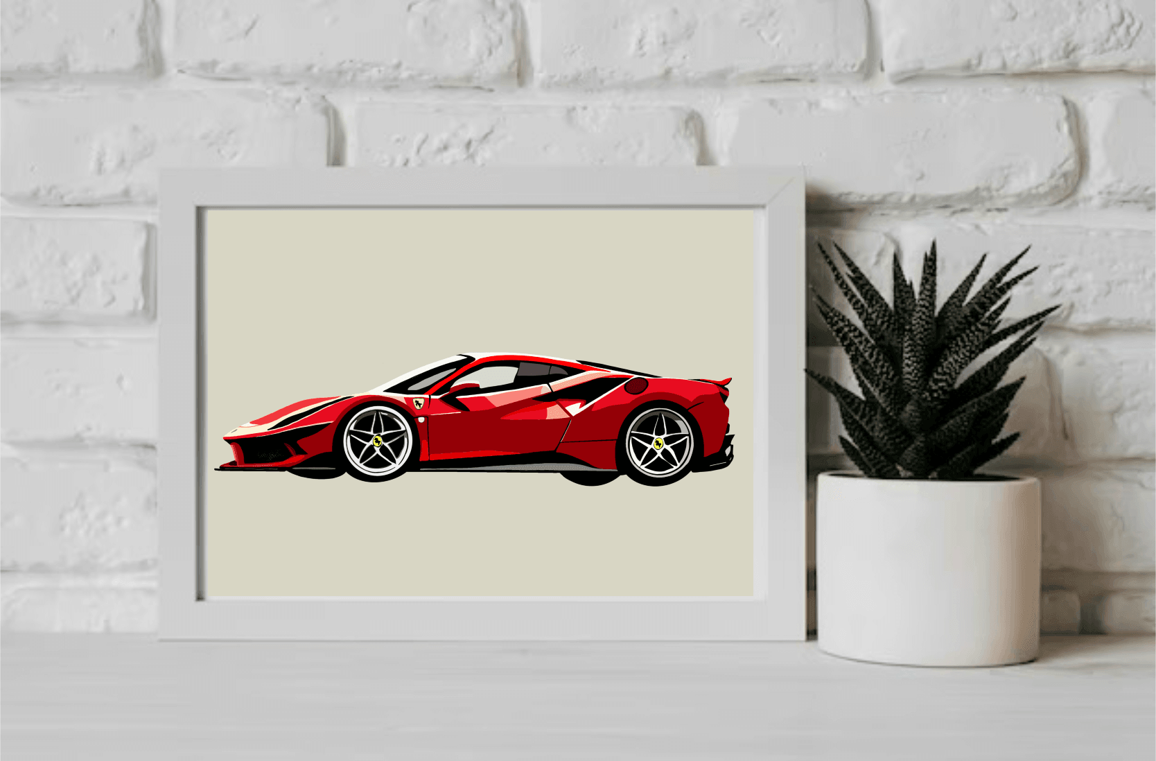 Ferrari SF90 Stradale – Minimalist Red Car Print