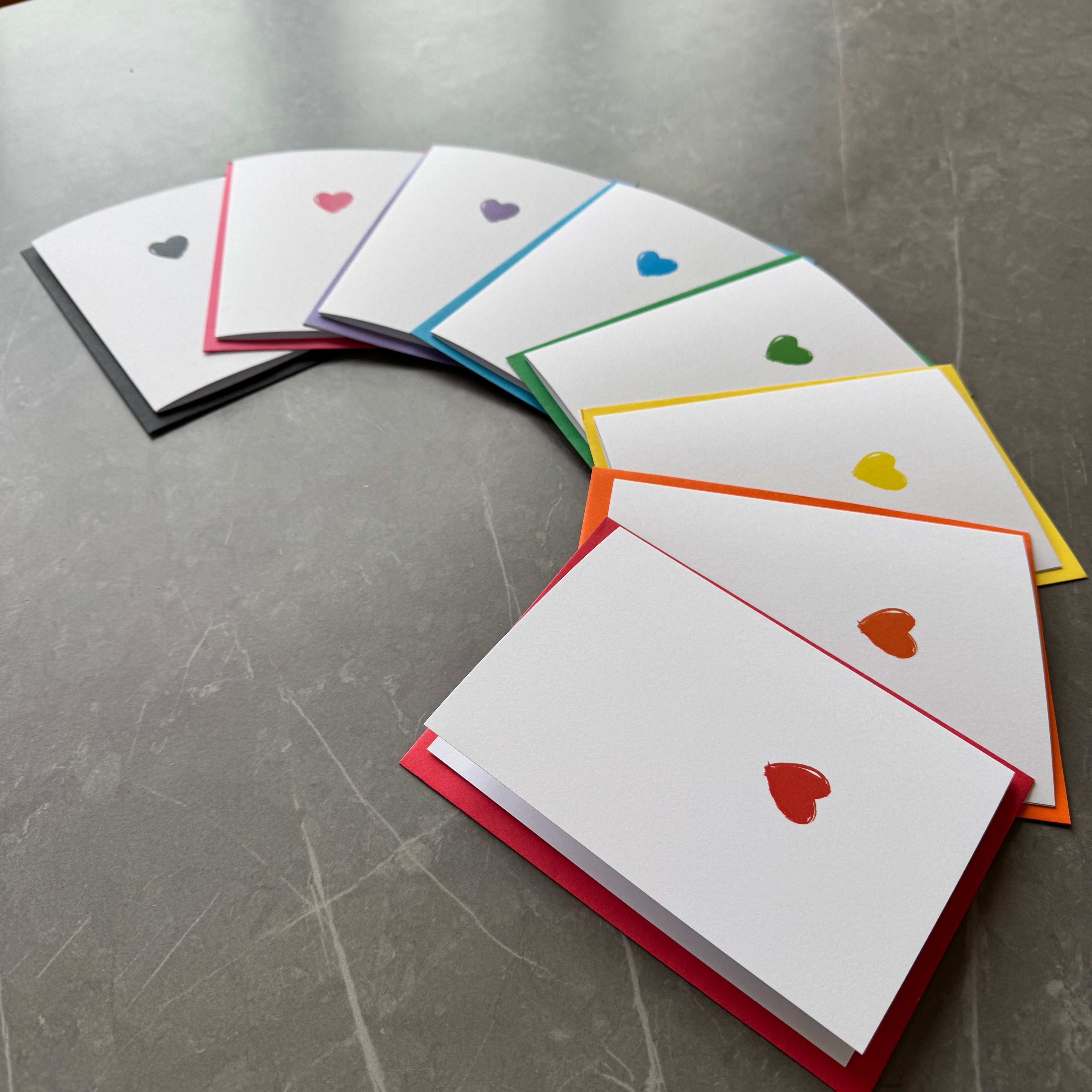 Multicolour Love Heart Cards