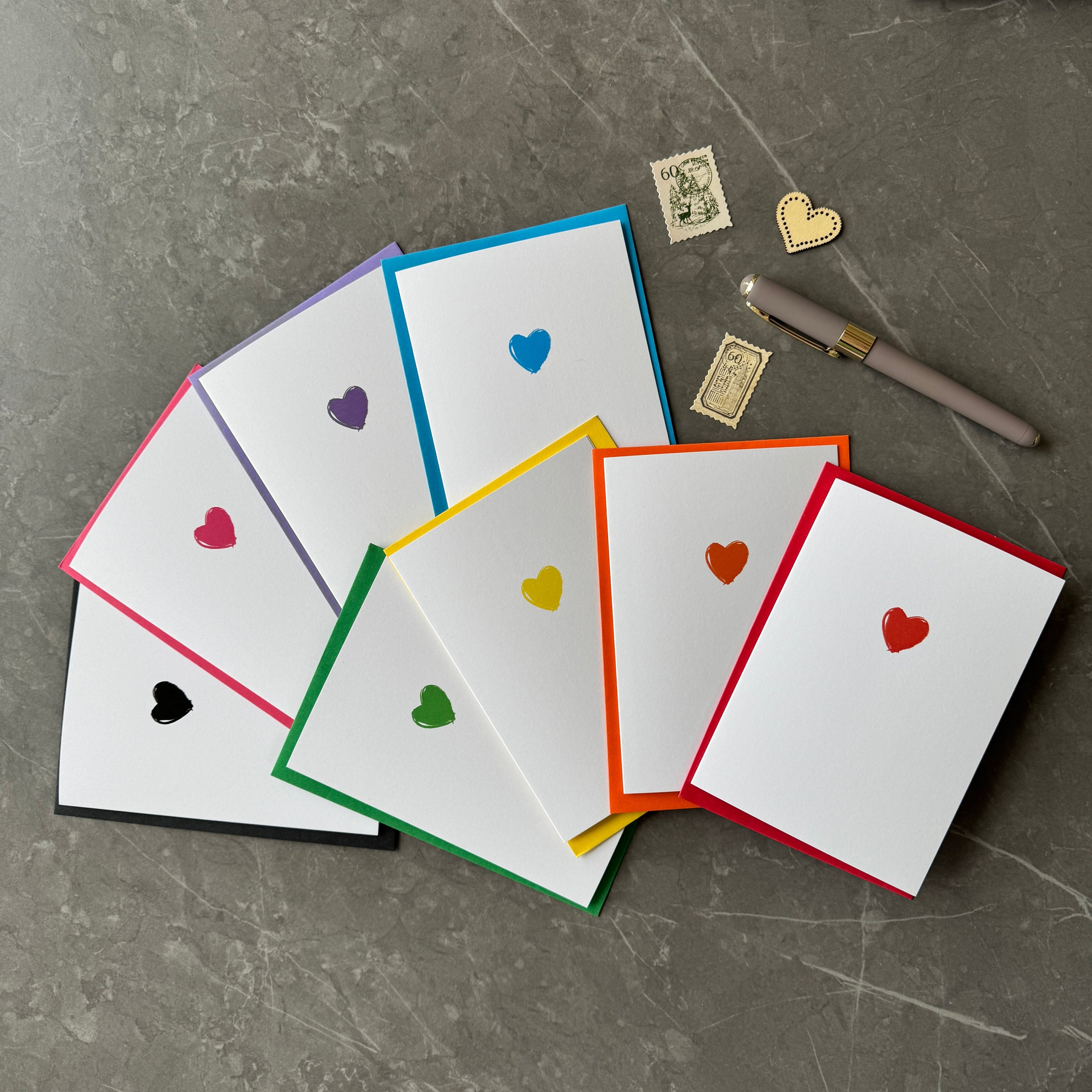 Multicolour Love Heart Cards