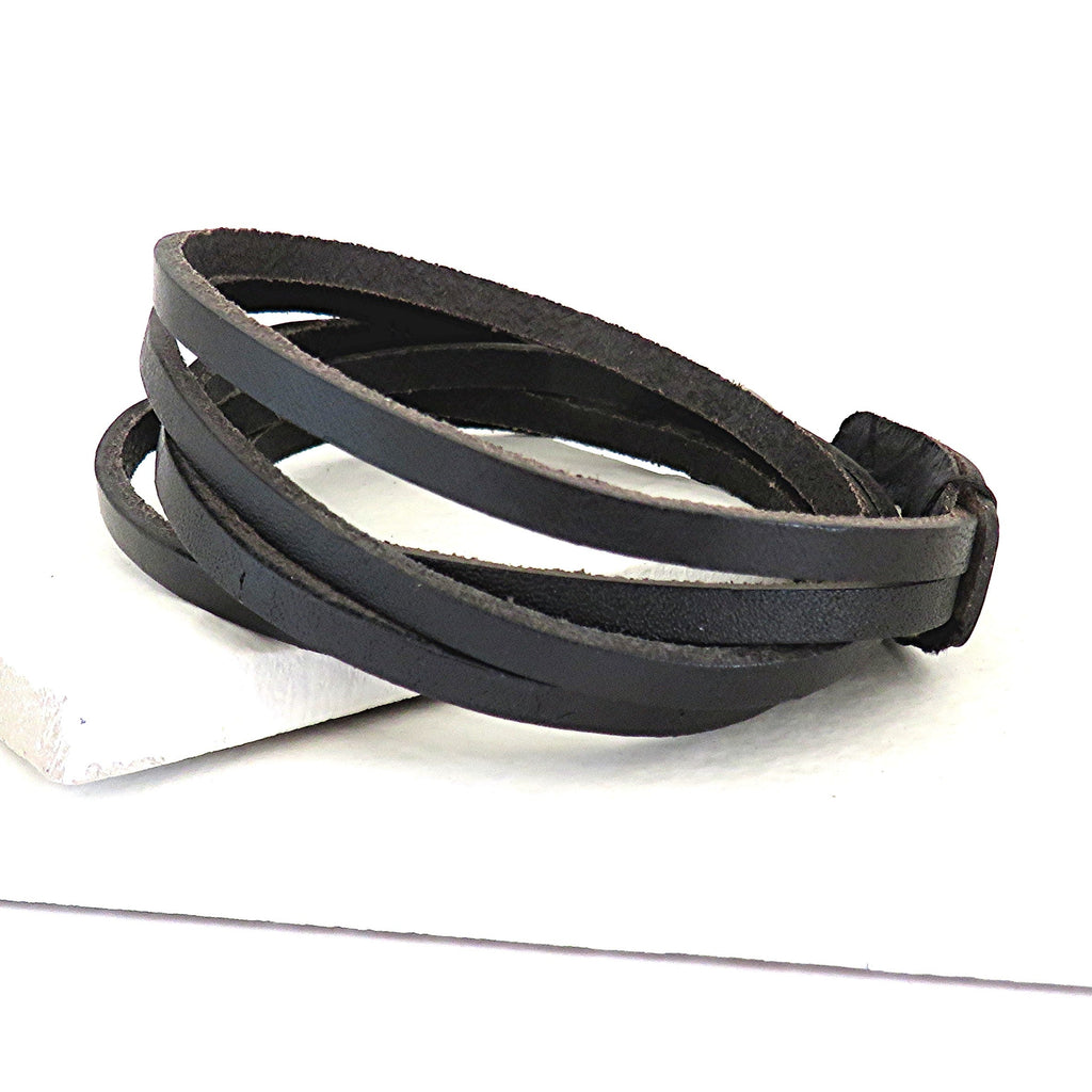 Personalised Men's Brown Leather Wrap Bracelet