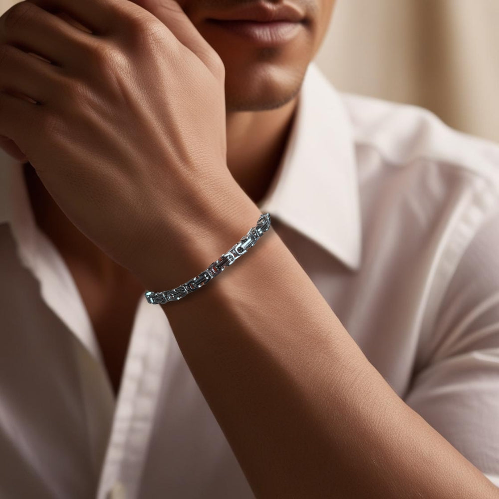 Bracelet Homme Argent Chaîne Aztèque