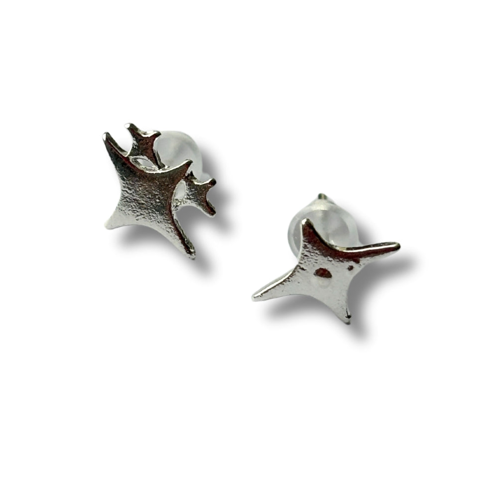 Boucles d'oreilles clous étoiles scintillantes en argent