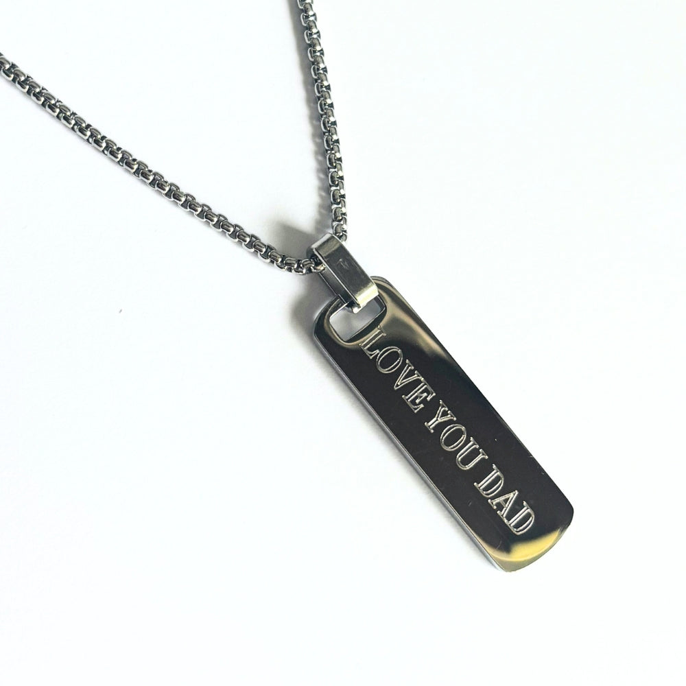 Collier pour homme avec chaîne moyenne et pendentif barre personnalisable
