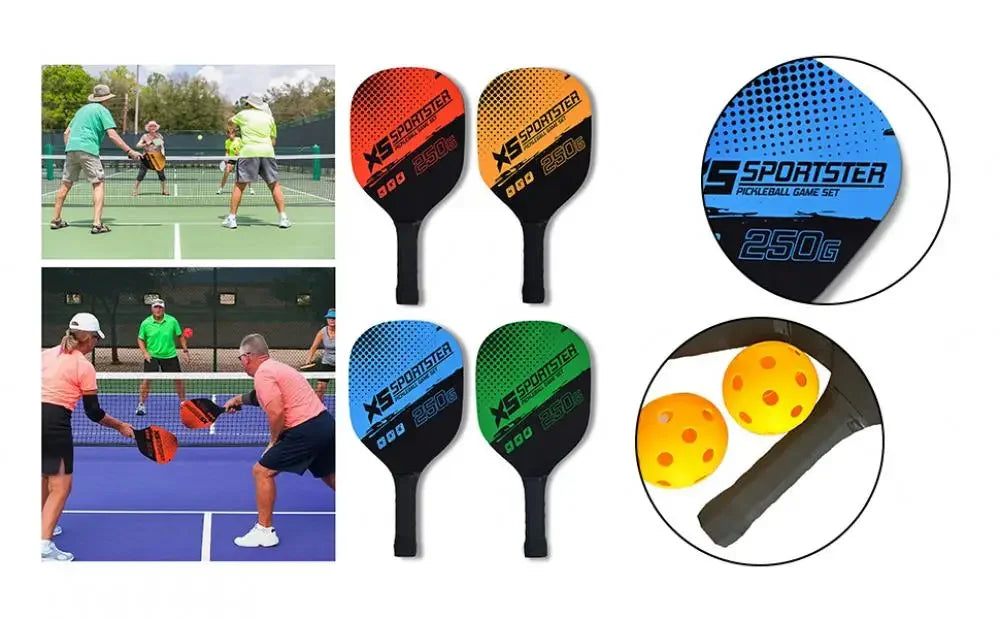 Pickleball Paddle Set – 2 Rackets, 4 Balls & Carry Bag