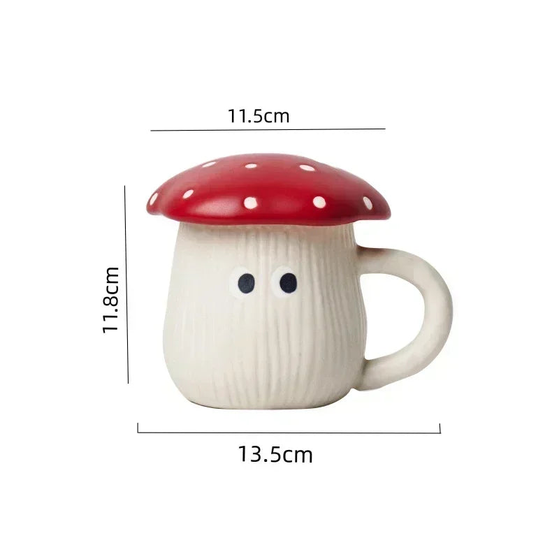 Mushroom Ceramic Cup with Lid