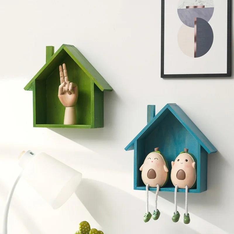 Wooden House Wall Decor Shelf