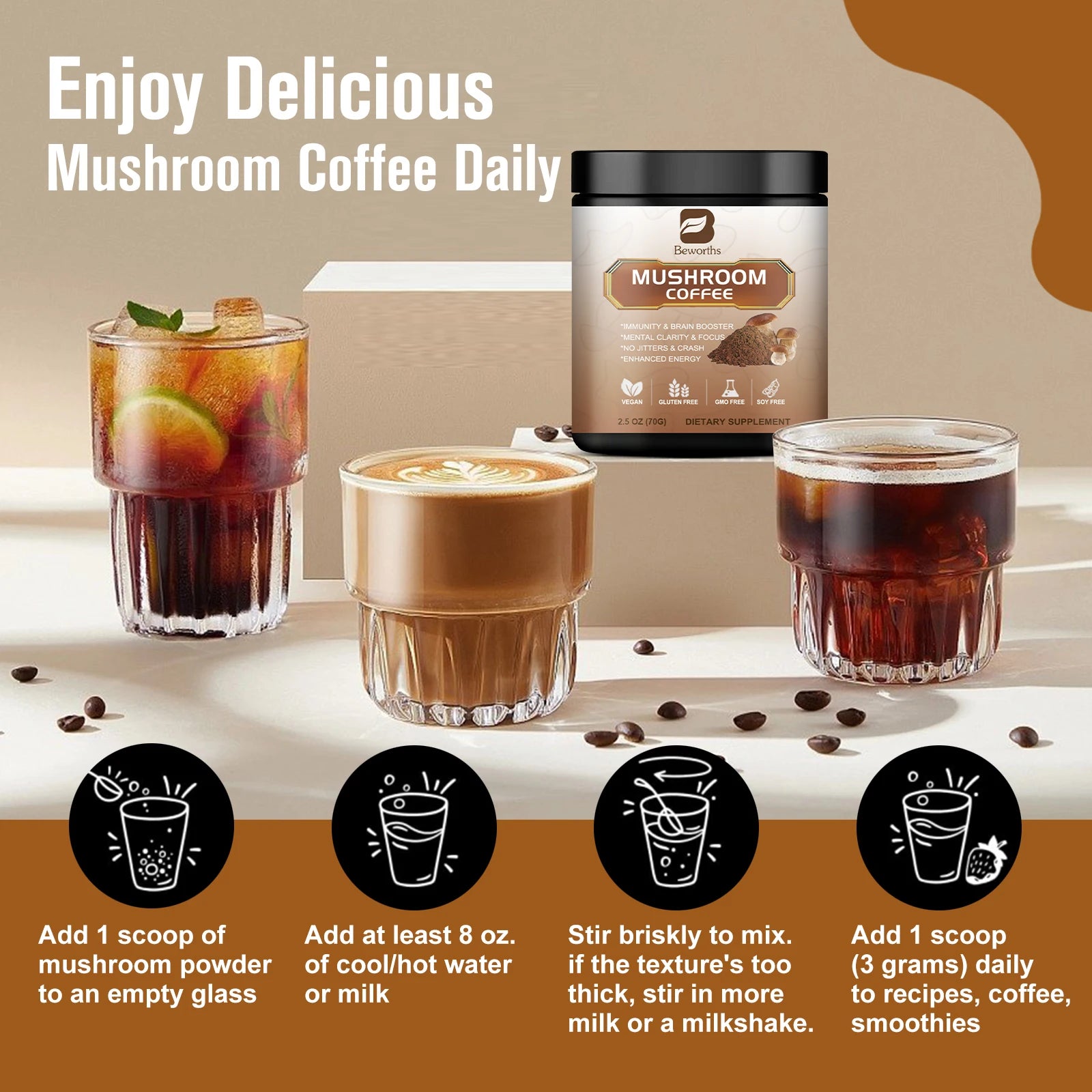 10-in-1 Mushroom Coffee Powder