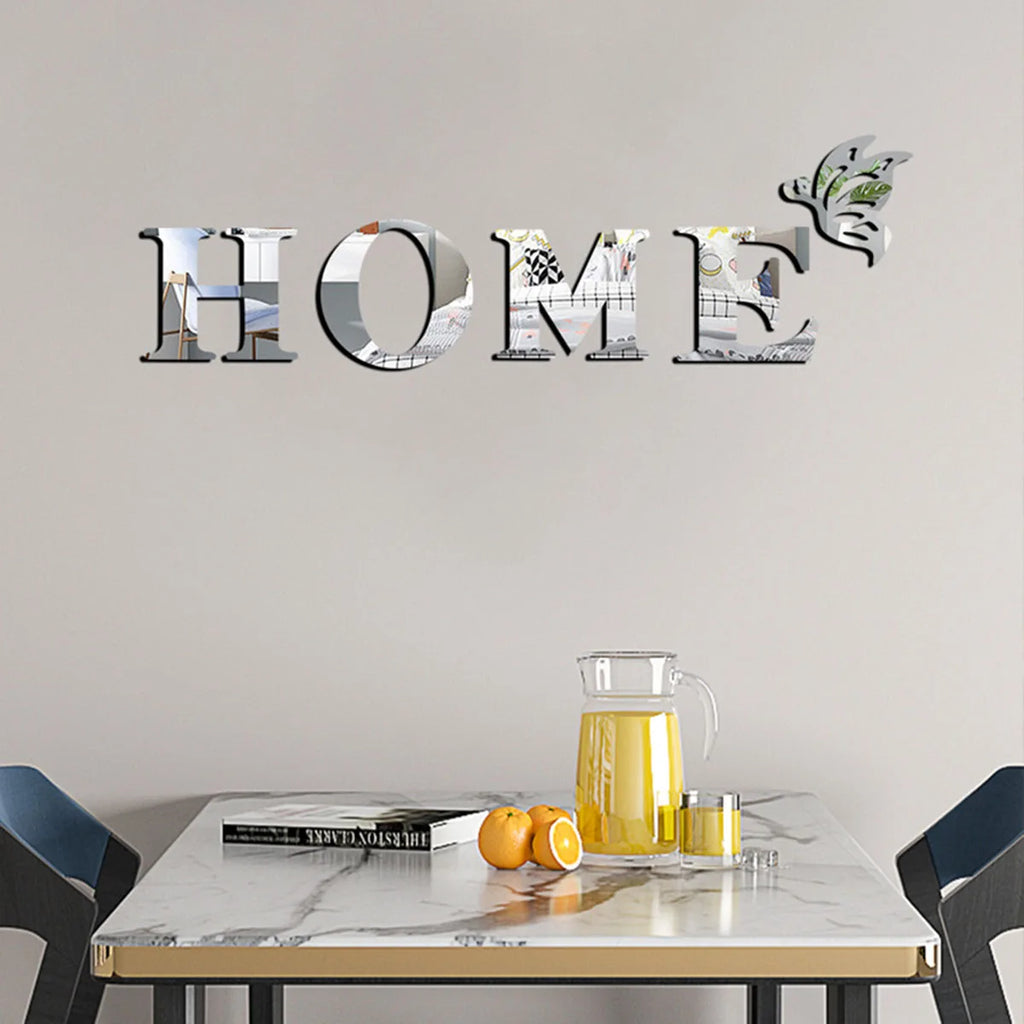 HOME Logo 3D Mirror Wall Sticker
