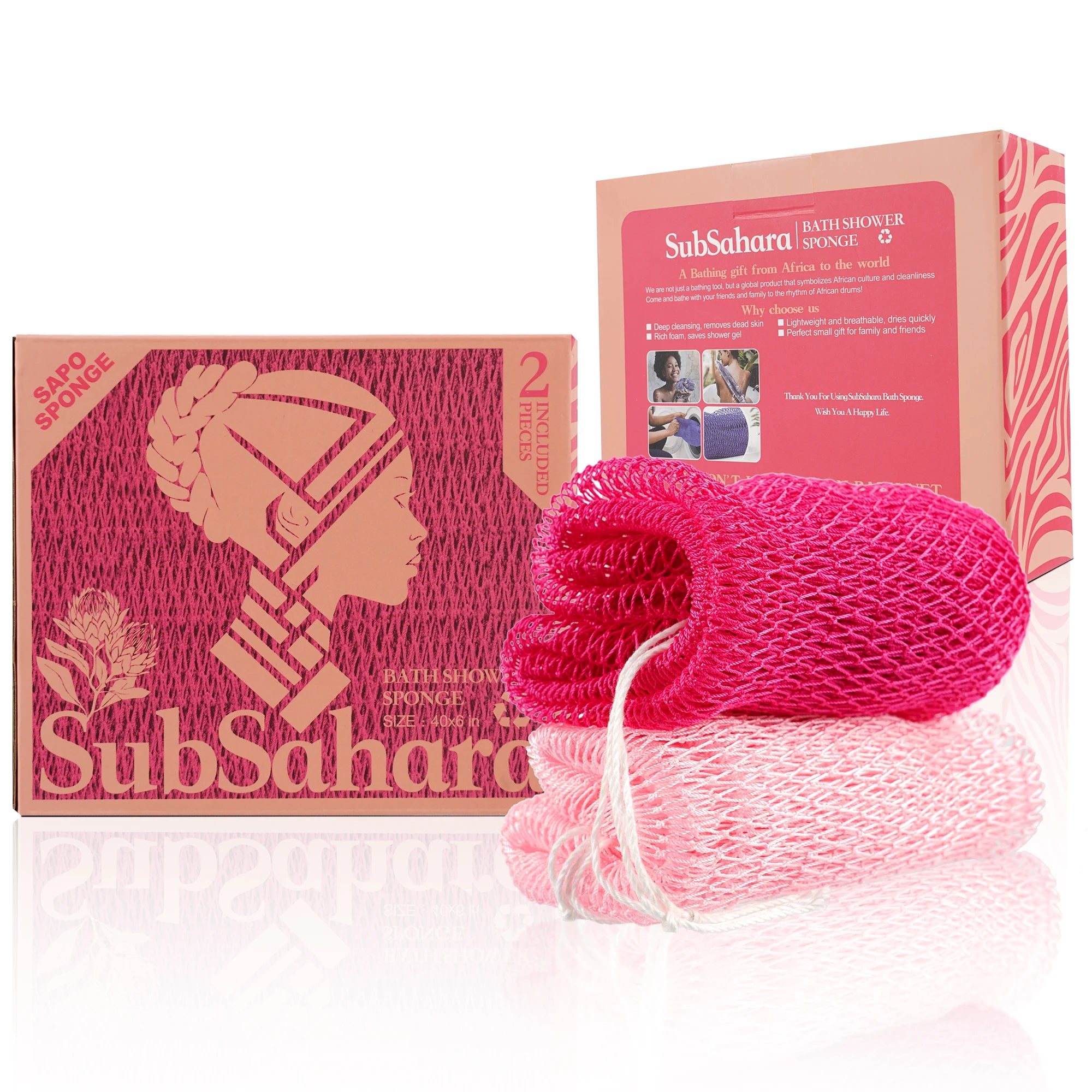 Éponge de bain africaine Sub-Saharienne (lot de 2)