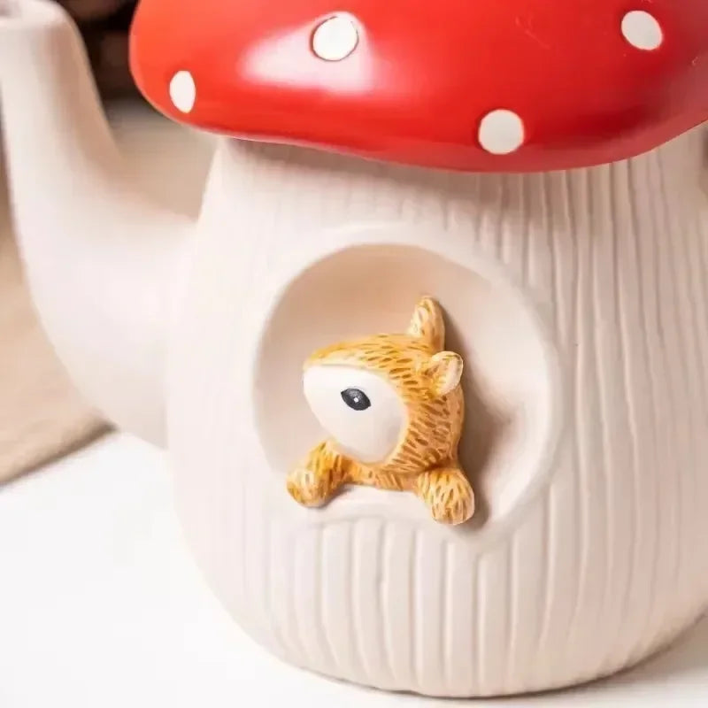 Mushroom Ceramic Cup with Lid