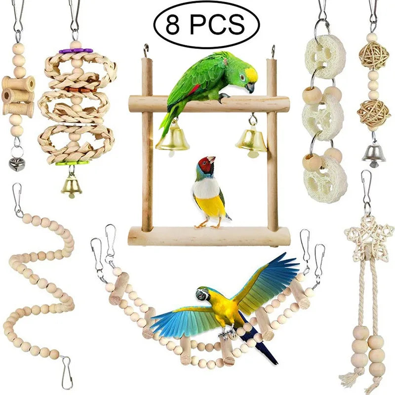 Ensemble de 8 jouets en bois pour oiseaux NaturePlay