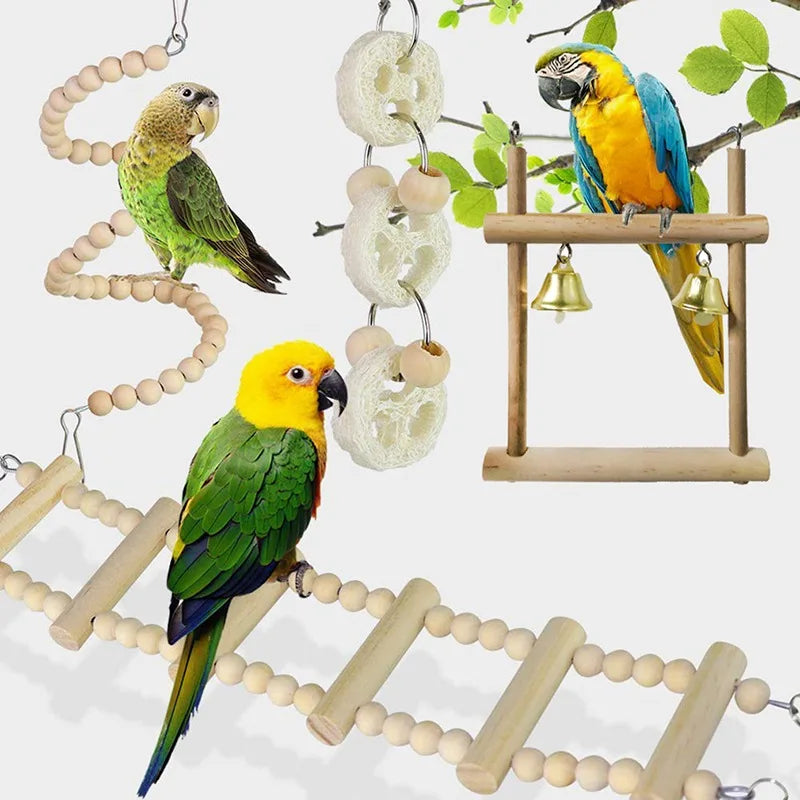 Ensemble de 8 jouets en bois pour oiseaux NaturePlay