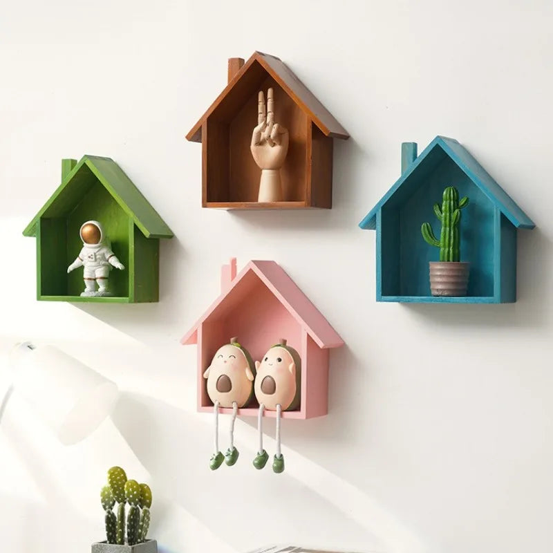 Wooden House Wall Decor Shelf