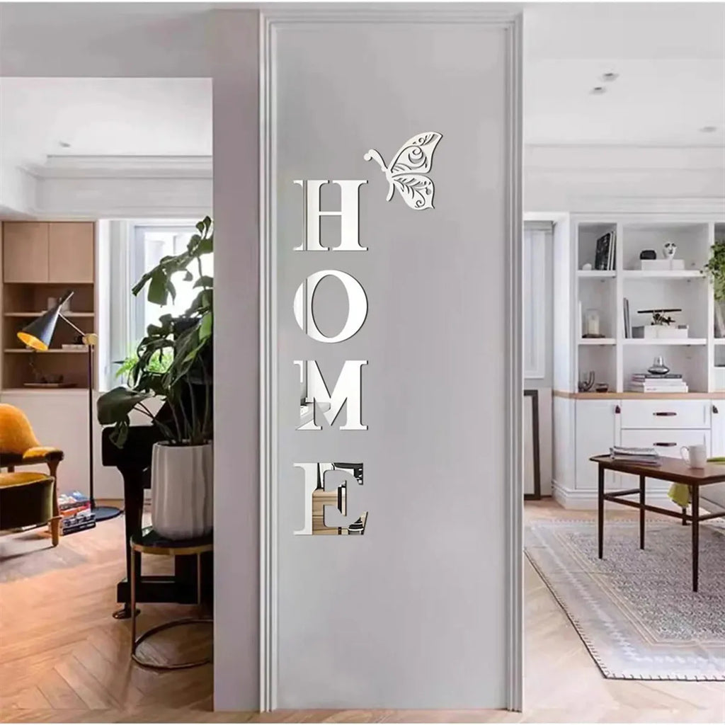 HOME Logo 3D Mirror Wall Sticker