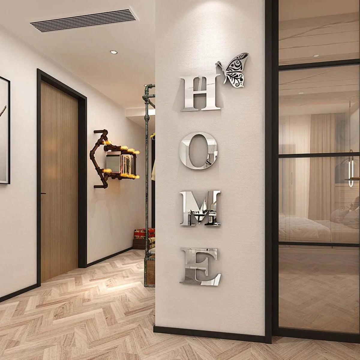 HOME Logo 3D Mirror Wall Sticker