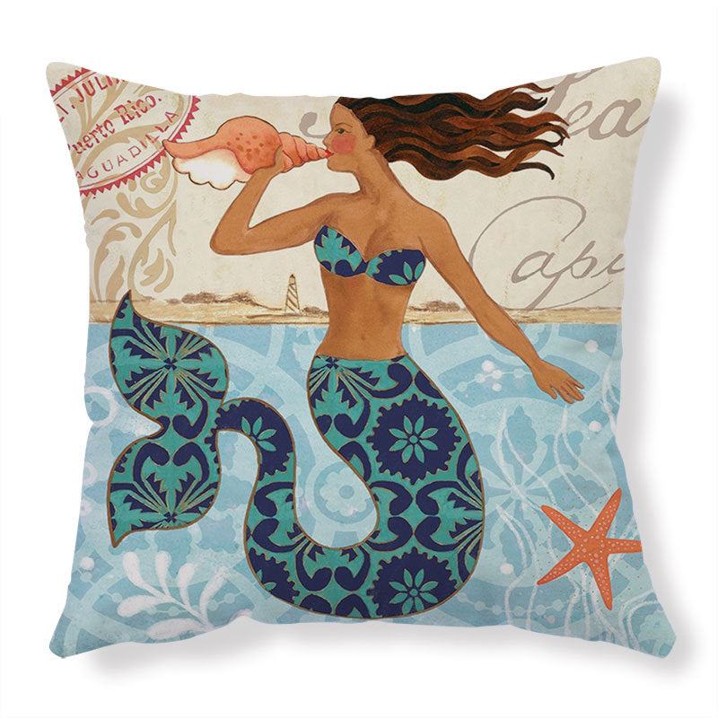 Ocean Life Linen Cushion Cover