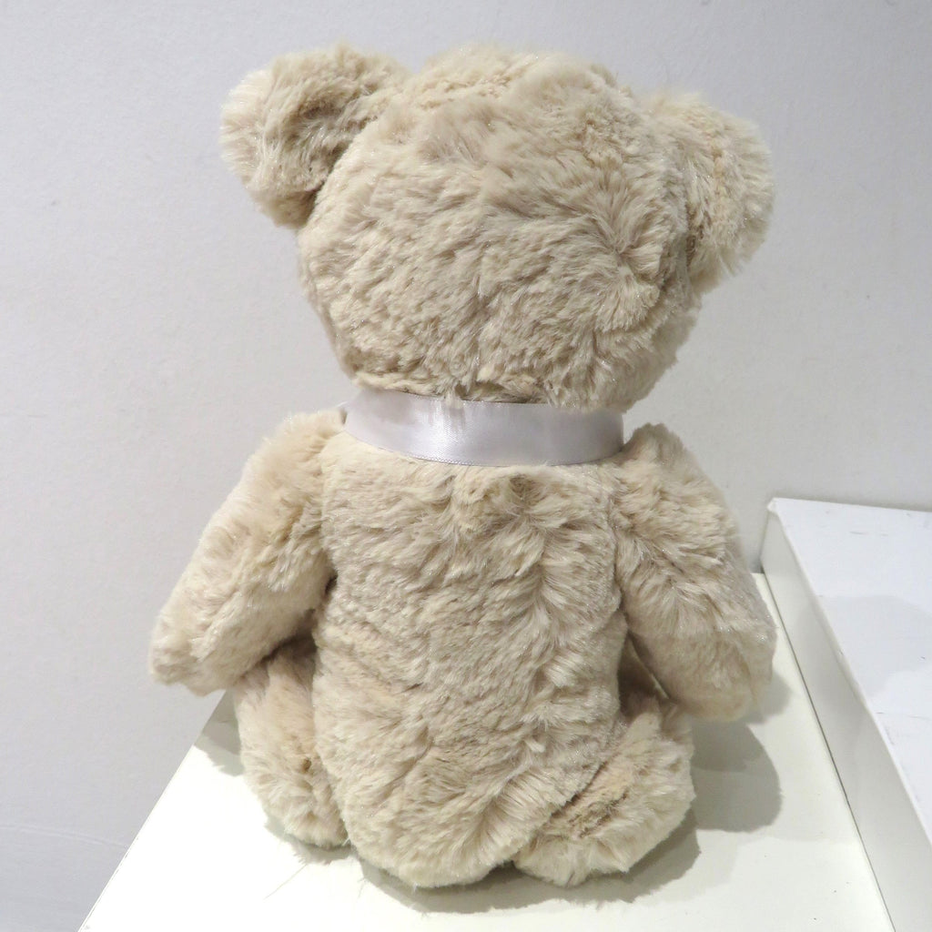 Ourson en peluche et breloque gravée "Je t'aime"